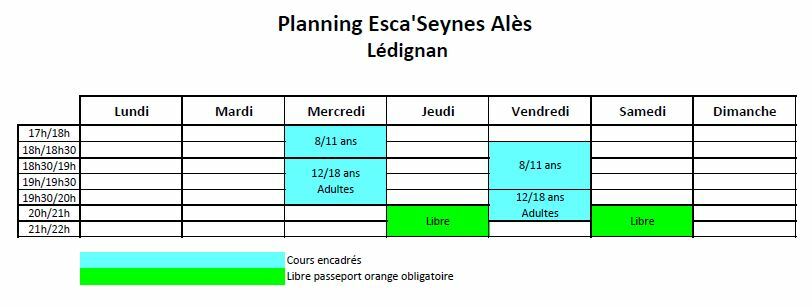 Planning de la salle de Lédignan