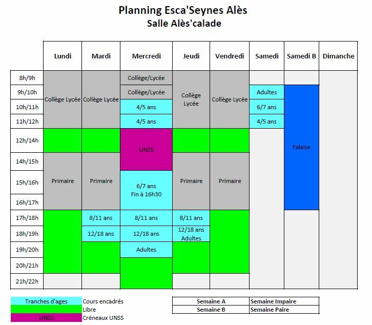 Planning de la salle 