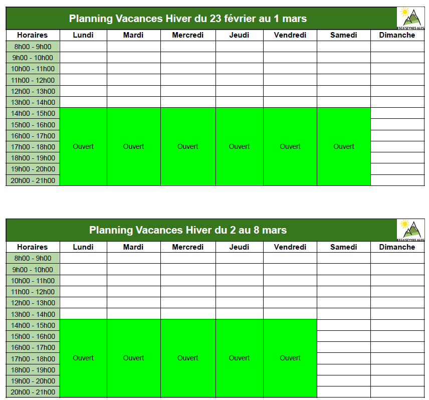 🧗‍♀️✨Horaires Vacances d’Hiver – Exceptionnellement ouverte samedi 28/02✨🧗‍♂️