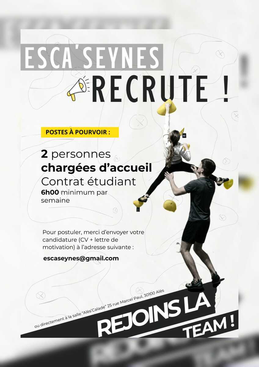 📢 Esca'Seynes recrute ! 🧗