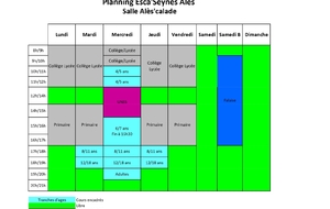 Planning de la salle  ALES'CALADE 