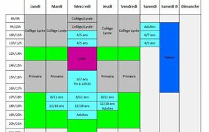 Planning de la salle  ALES'CALADE 