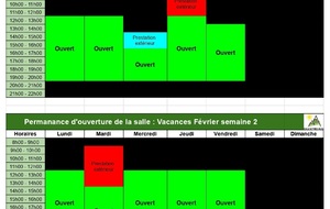 Planning vacances de février