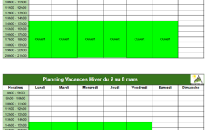 🧗‍♀️✨Horaires Vacances d’Hiver – Exceptionnellement ouverte samedi 28/02✨🧗‍♂️