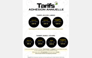 Tarifs de la saison 2026/2027